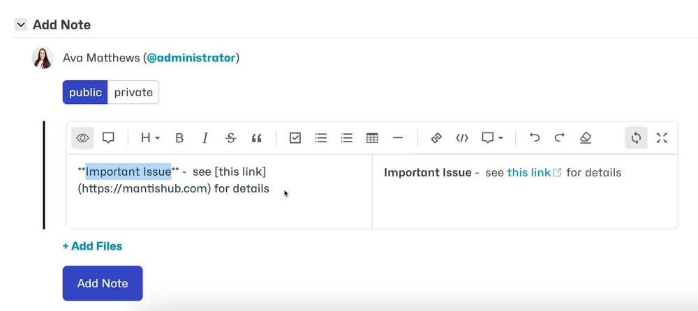 Adding a Note