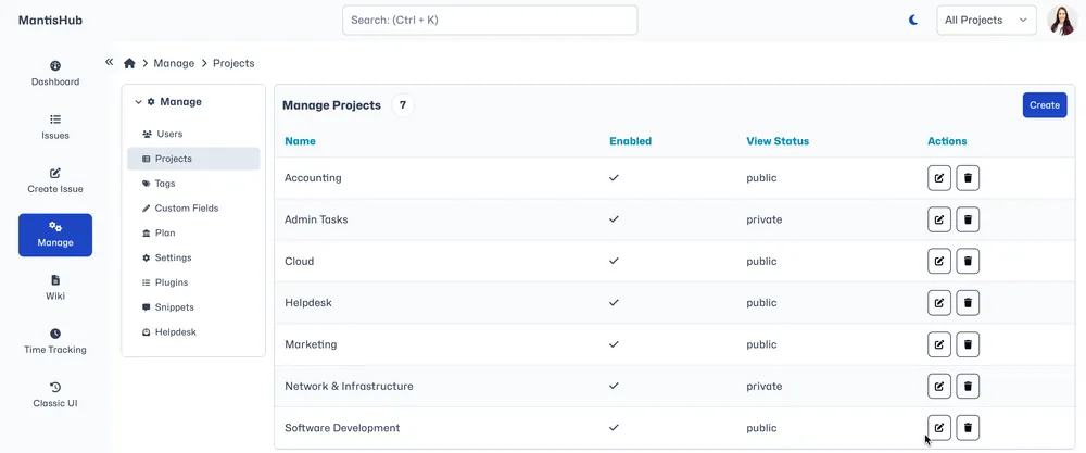 Creating and Configuring Projects