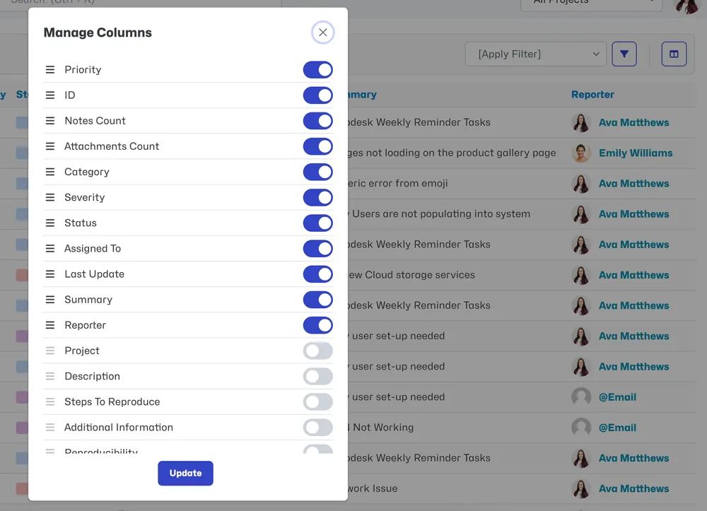 Managing Columns
