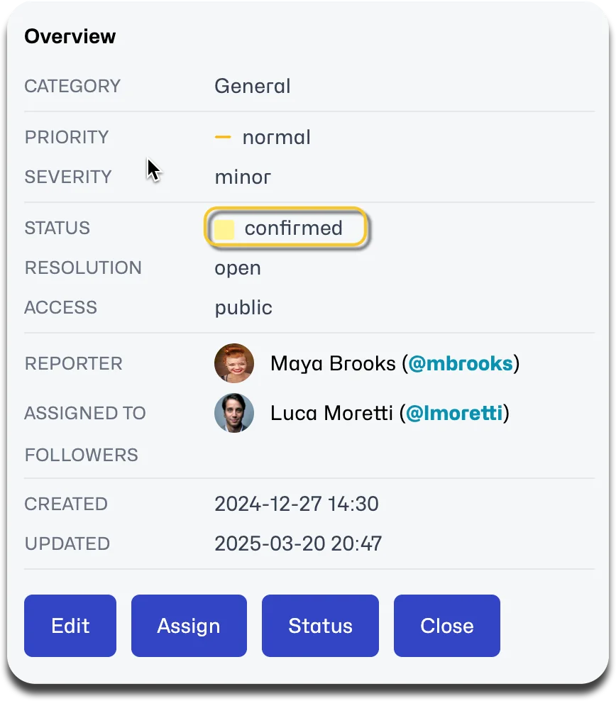 issue with status feedback