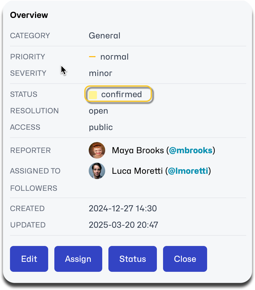 issue with status feedback