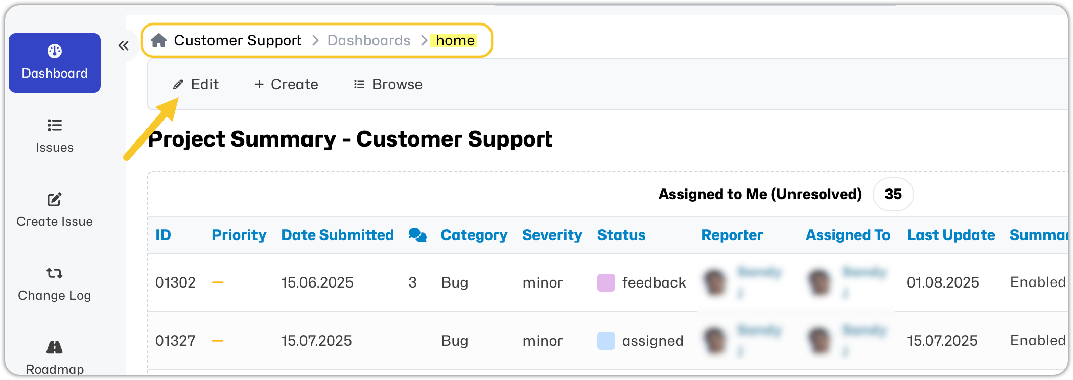 Dashboard Menu