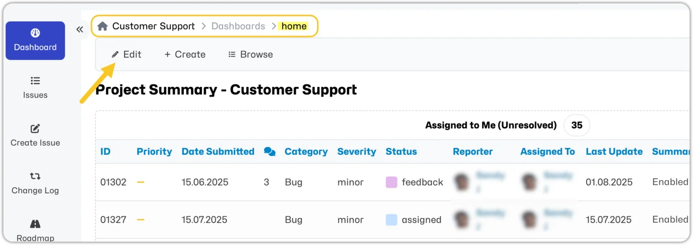Dashboard Menu