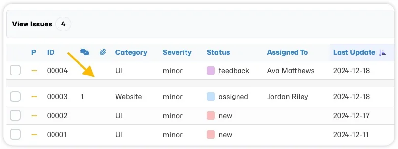 Issue Actions - Pin