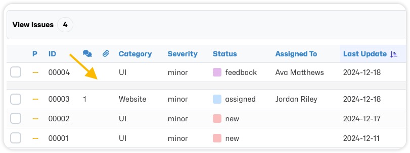 Issue Actions - Pin