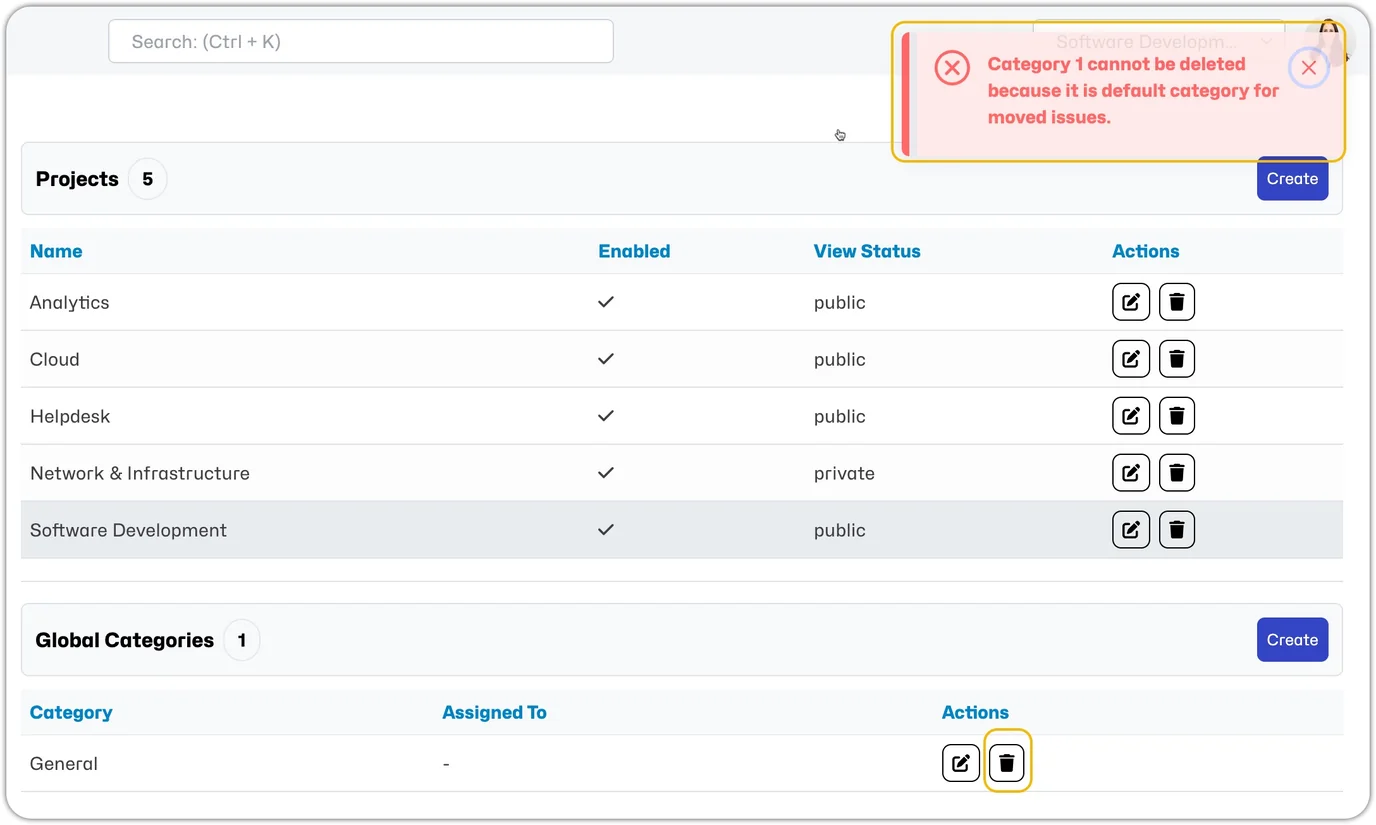 Deleting Global Default Error