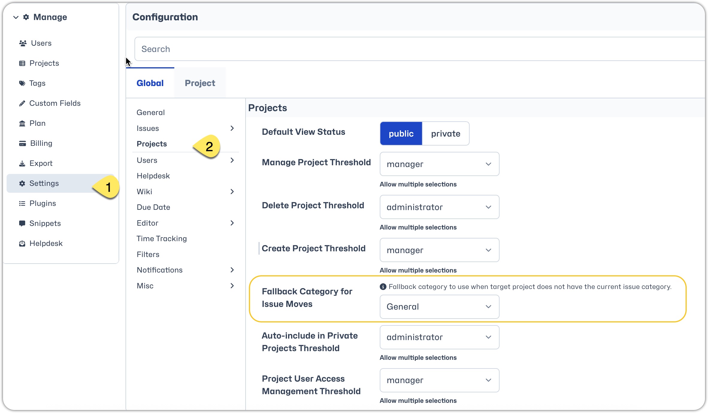 Change Global Default Category