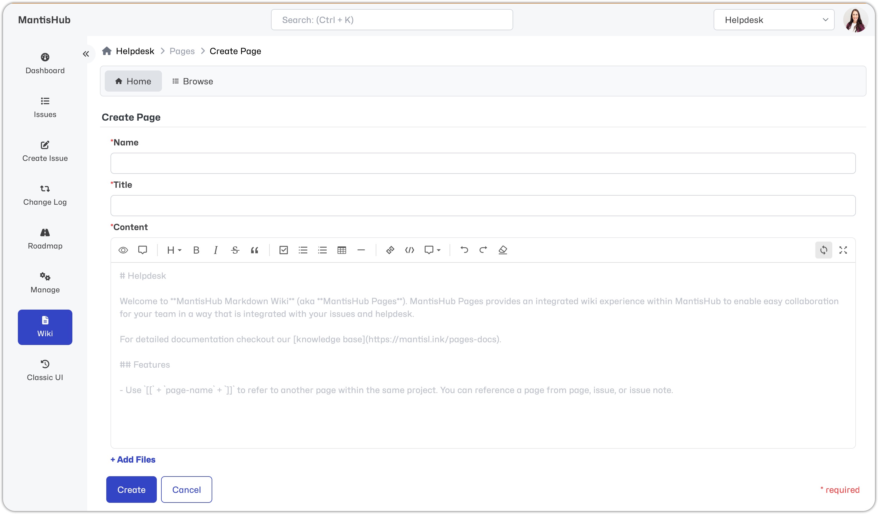 create page opt1