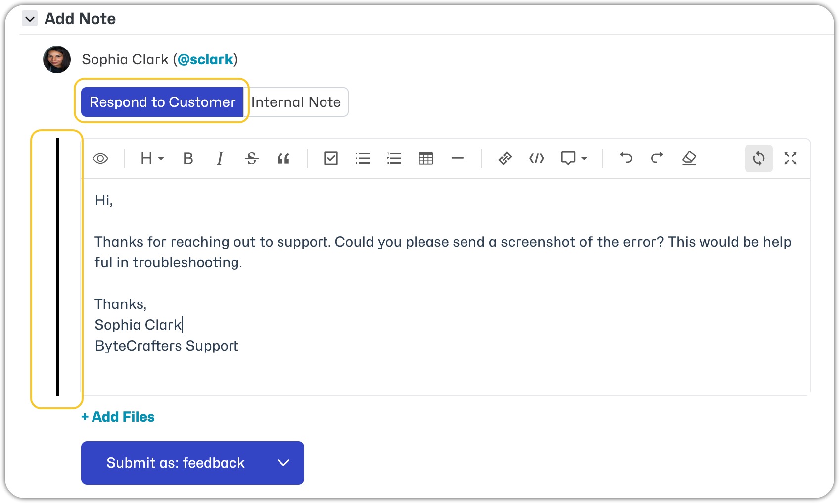 Helpdesk Public Note