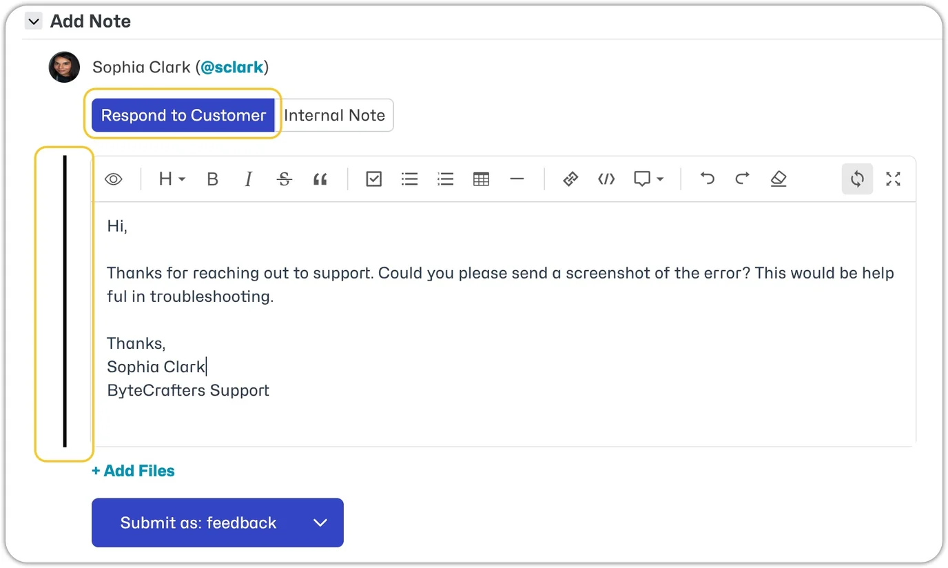 Helpdesk Public Note