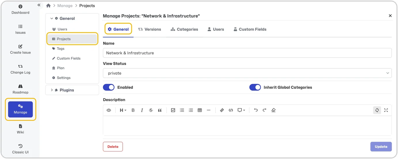 Configure a Project General