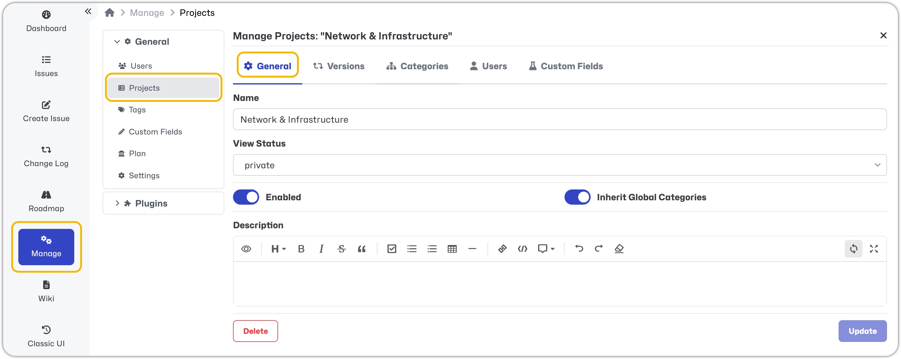 Configure a Project General