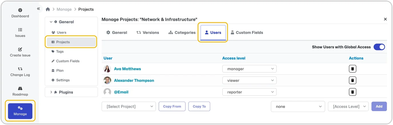 Configure Project Users