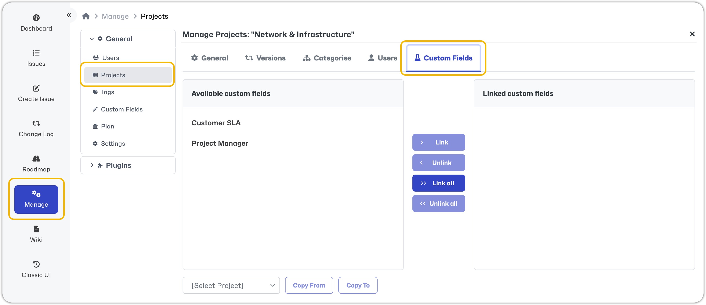 Configure Project Custom Fields