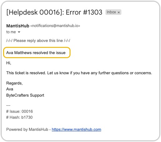 Resolved Notification