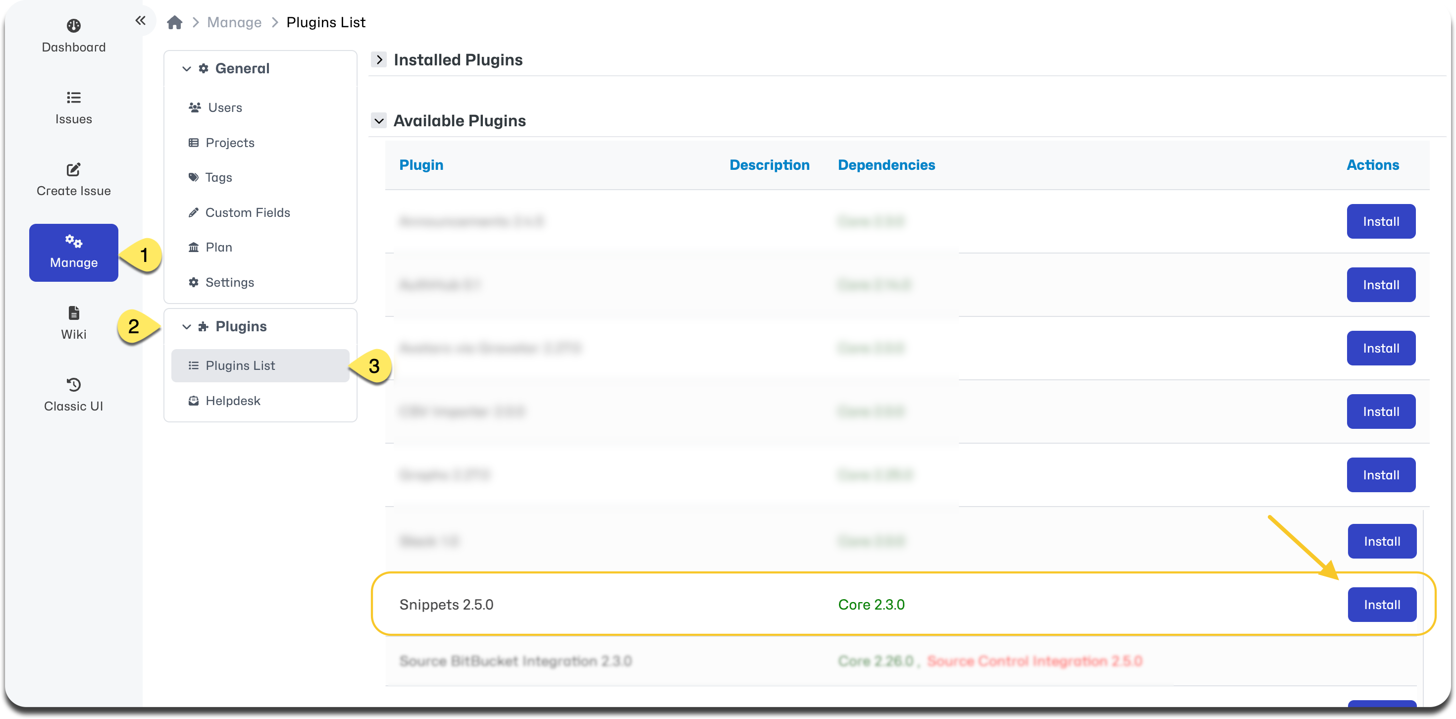 install snippets
