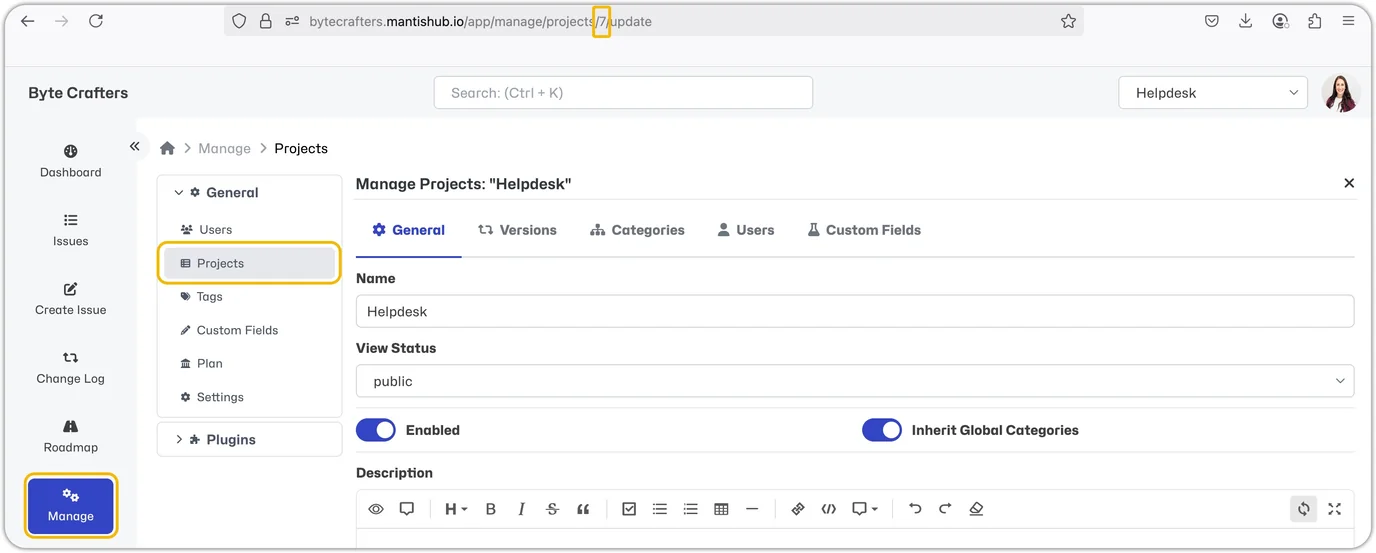 MantisHub Project ID
