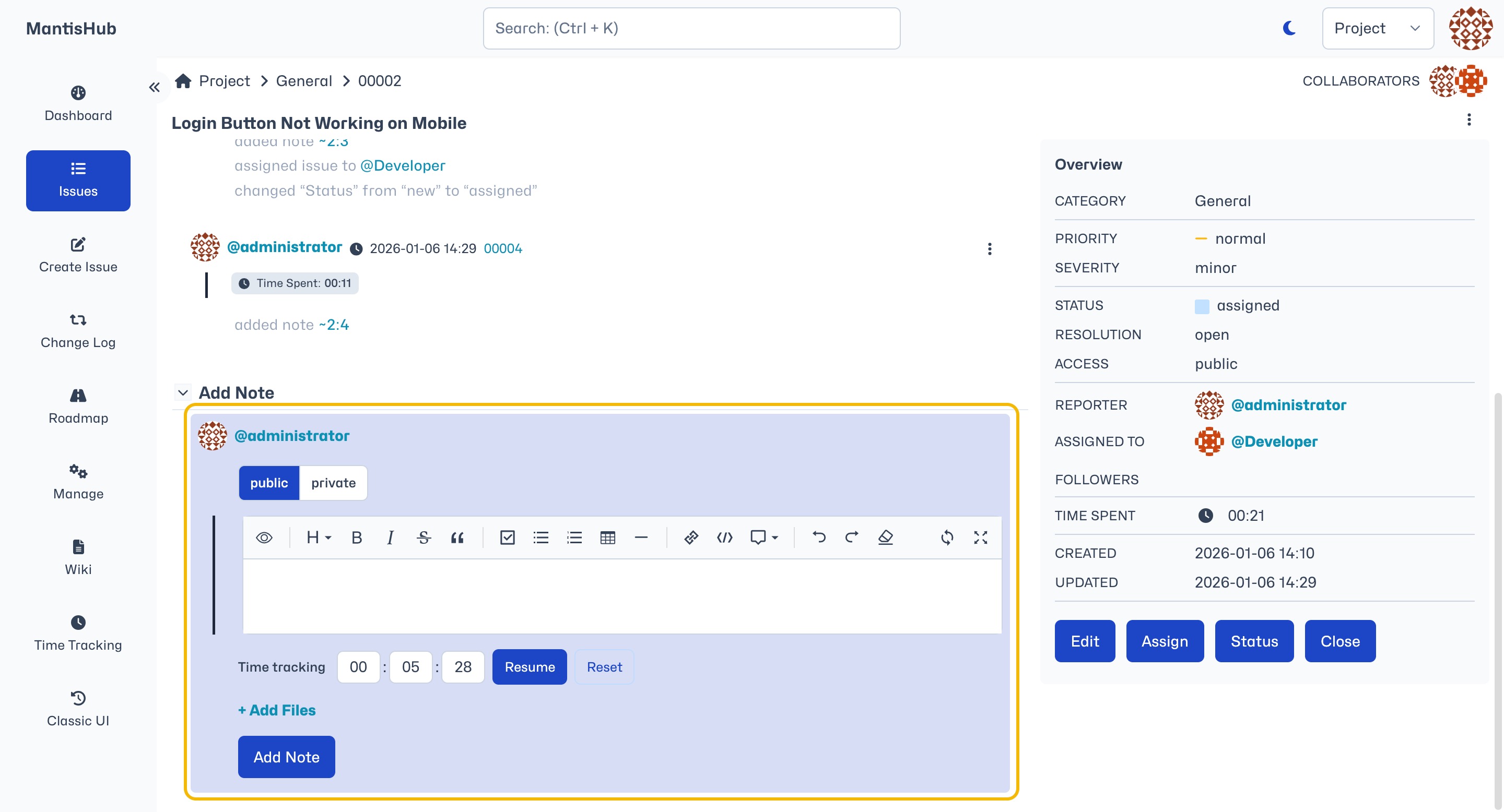 Log Time Tracking