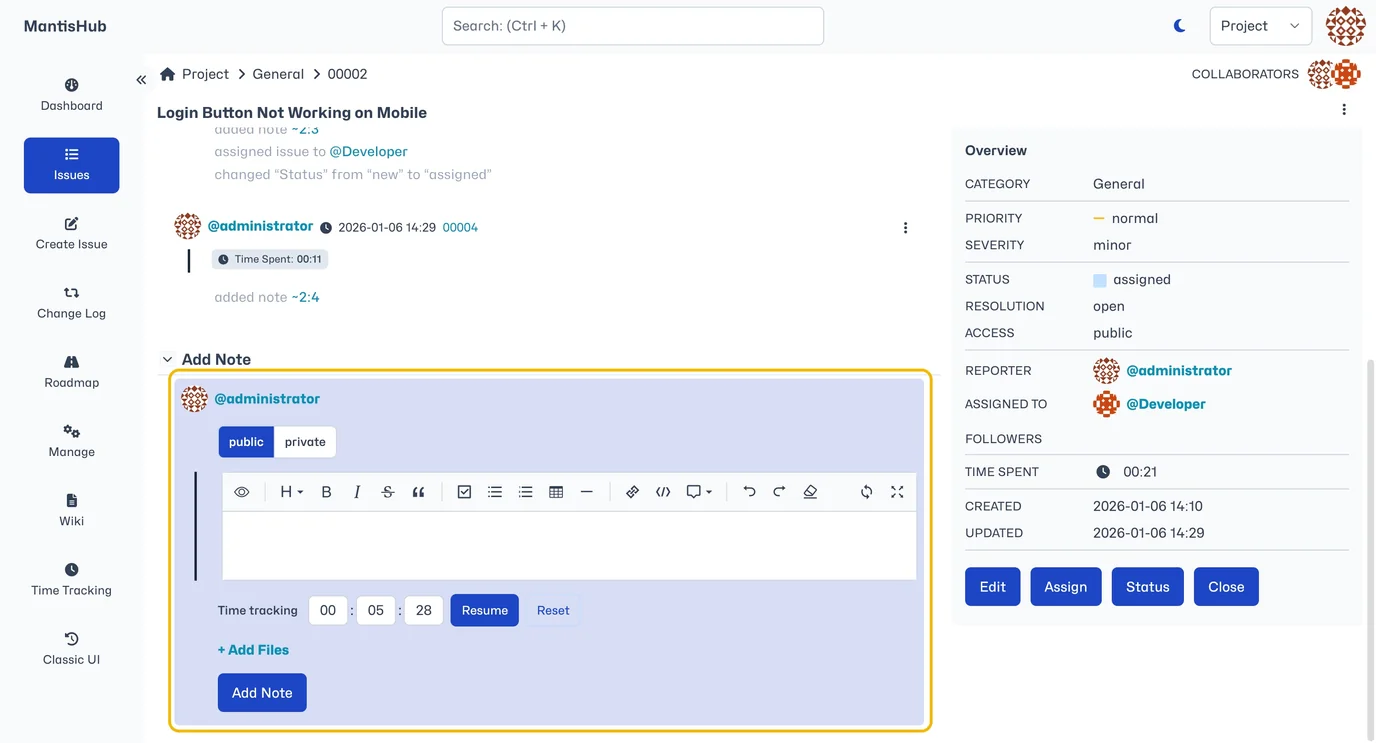 Log Time Tracking