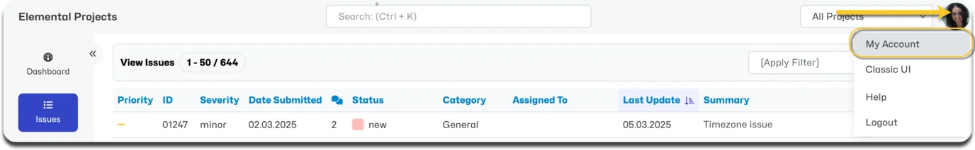 account preferences