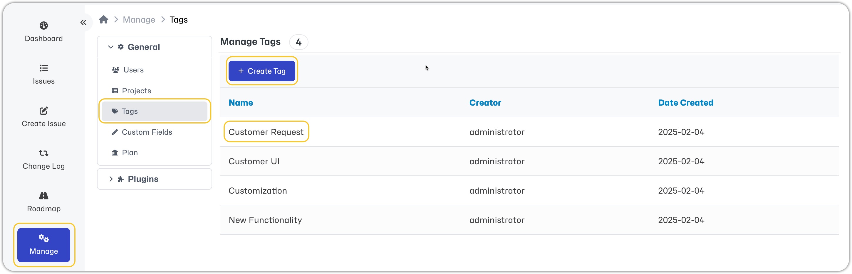 Manage Tags