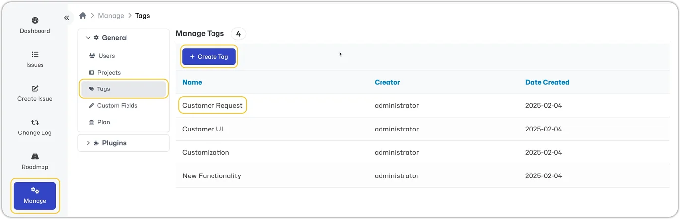 Manage Tags